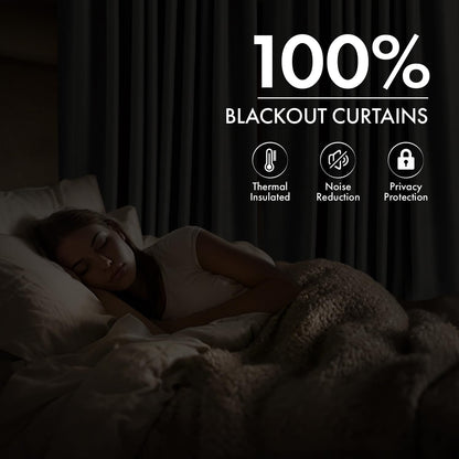 MIULEE 100% Blackout Linen Curtains for Bedroom 40W x 84L Cream 2 Panels