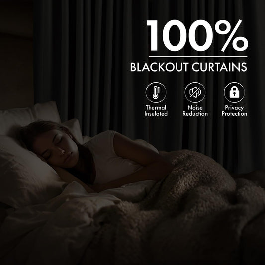 MIULEE 100% Blackout Linen Curtains for Bedroom 40W x 84L Cream 2 Panels