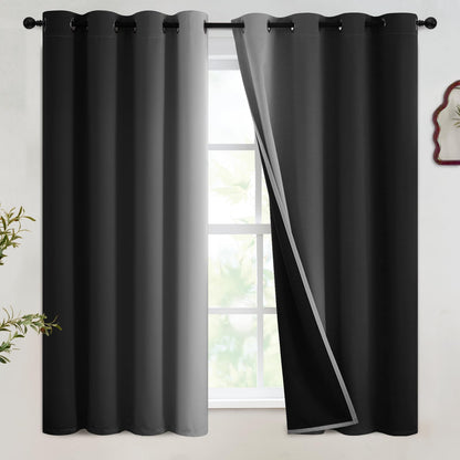 SimpleHome Ombre Black to Grey White Curtains for Living Room 52Wx84L