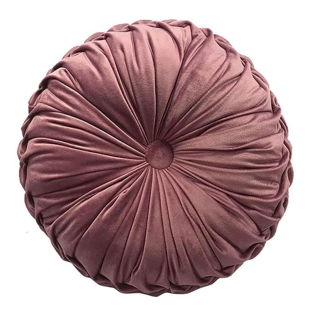 Teieas Round Throw Pillow Velvet Pleated Round Pillow Cushion Light Blue