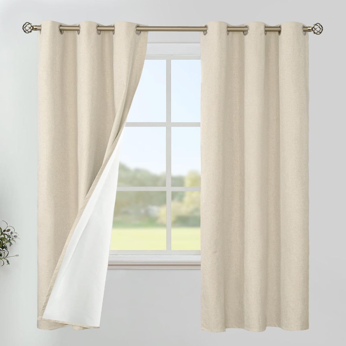 YoungsTex Black Blackout Curtains for Bedroom, Thermal Drapes Heat Blocking
