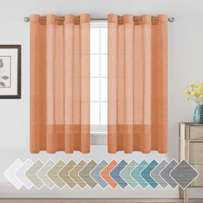 H.VERSAILTEX Natural Linen Sheer Curtains 84" 2 Panels Grommet