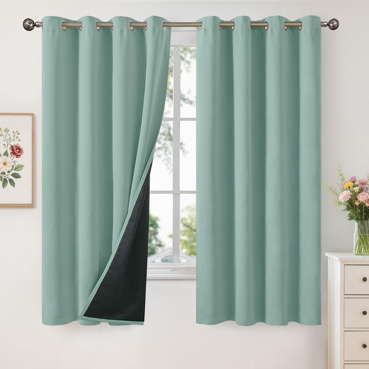 YoungsTex Black Blackout Curtains for Bedroom, Thermal Drapes Heat Blocking