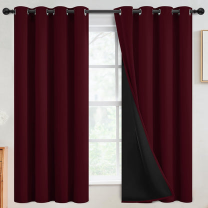 SimpleHome Cream 100% Blackout Curtains Room Darkening Living Room 84 Inch