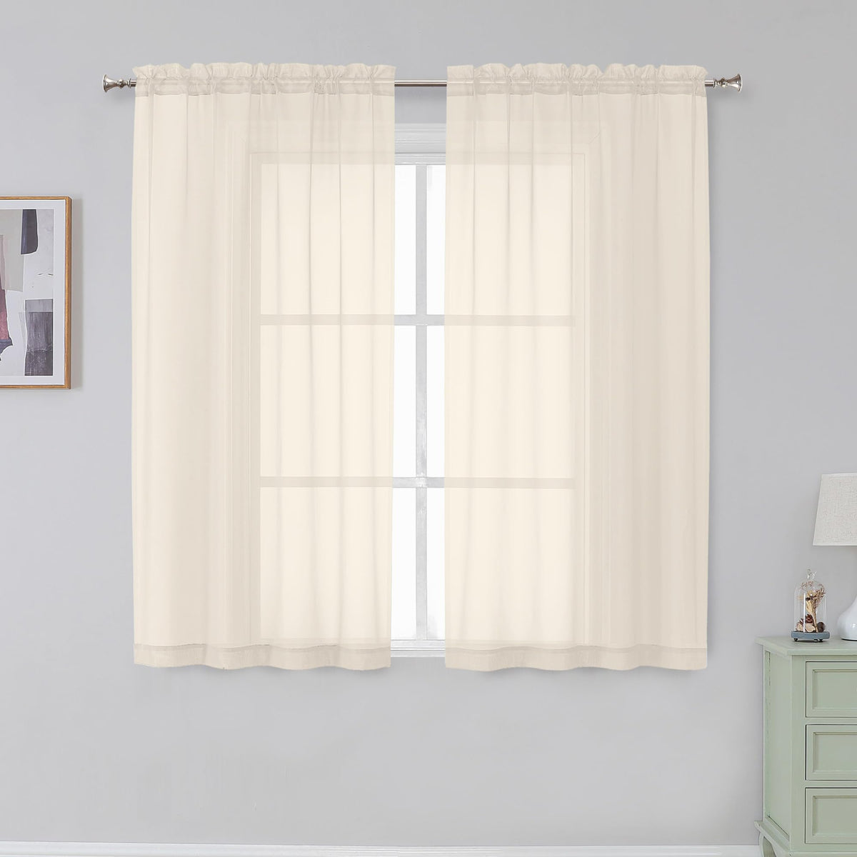 Simplebrand Black Sheer Curtains 84 Inches Long 2 Panels for Living Room