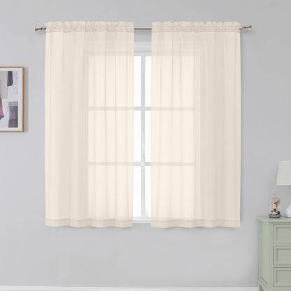Simplebrand Black Sheer Curtains 84 Inches Long 2 Panels for Living Room