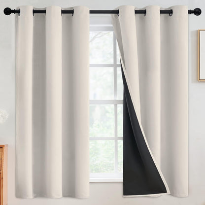 SimpleHome Cream 100% Blackout Curtains Room Darkening Living Room 84 Inch