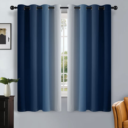SimpleHome Ombre Black to Grey White Curtains for Living Room 52Wx84L