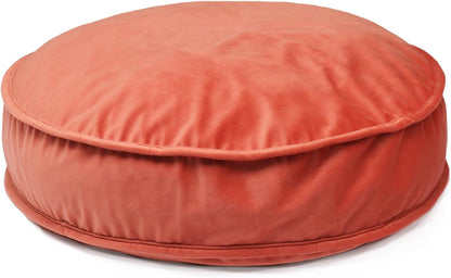Velvet Floor Pillows Round Chair Cushion Couch Throw Pillow Soft Pouf Seat Mattress Bean Bag for Reading Nook Play Room (19.7",Brick Red)