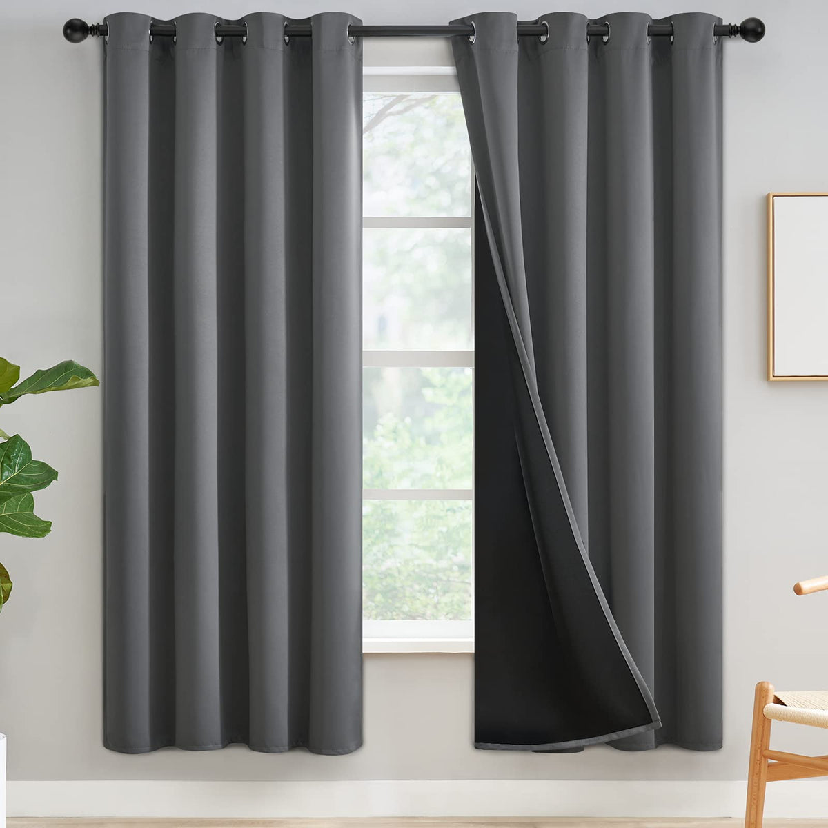 Yakamok Burgundy Red Blackout Curtains 84 inches Long for Bedroom 38" Wide