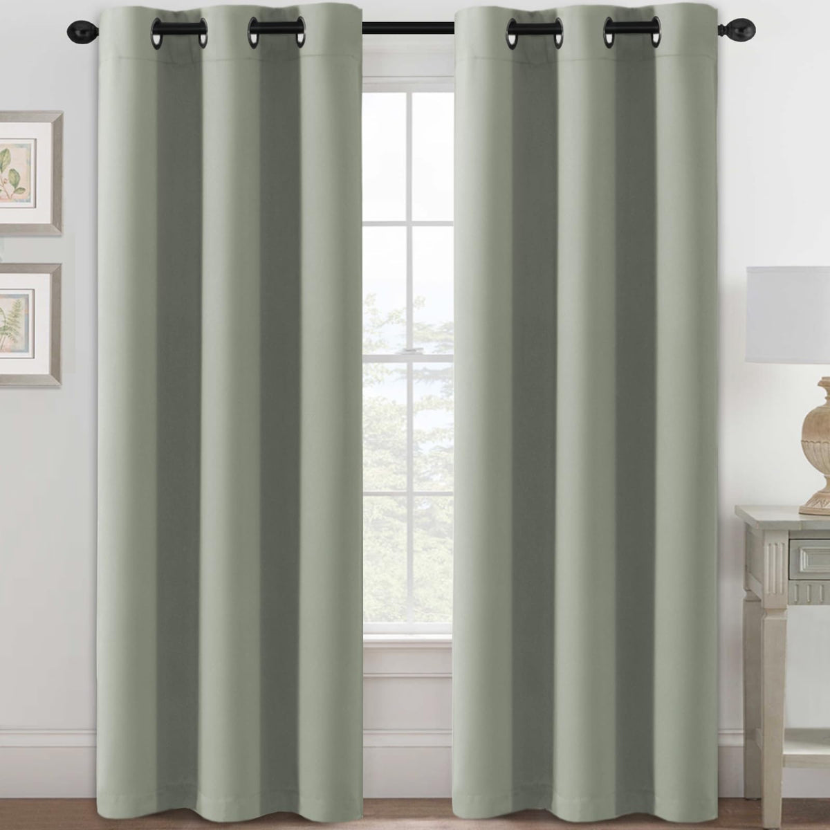 H.VERSAILTEX Blackout Curtains for Bedroom Thermal Insulated Room Darkening Living Room Curtains 63 Inch Long Grommet Privacy Protection Window Curtain Panels/Drapes for Nursery,2 Panels,Ivory/Cream