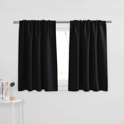 PONY DANCE Black Out Curtains 72 inch Long, Black, 2 Panels