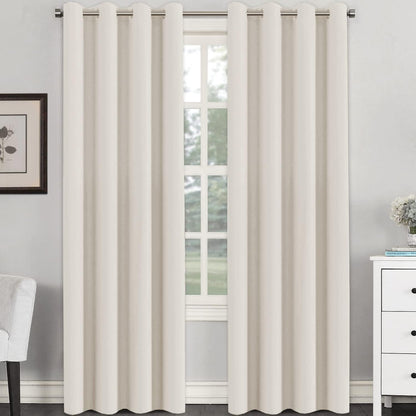 H.VERSAILTEX Blackout Curtains for Bedroom Thermal Insulated Room Darkening Living Room Curtains 63 Inch Long Grommet Privacy Protection Window Curtain Panels/Drapes for Nursery,2 Panels,Ivory/Cream