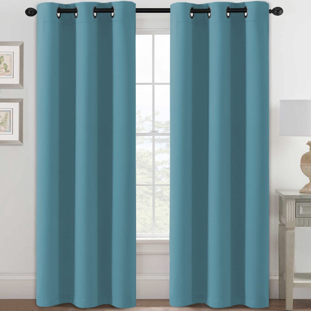 H.VERSAILTEX Blackout Curtains for Bedroom Thermal Insulated Room Darkening Living Room Curtains 63 Inch Long Grommet Privacy Protection Window Curtain Panels/Drapes for Nursery,2 Panels,Ivory/Cream