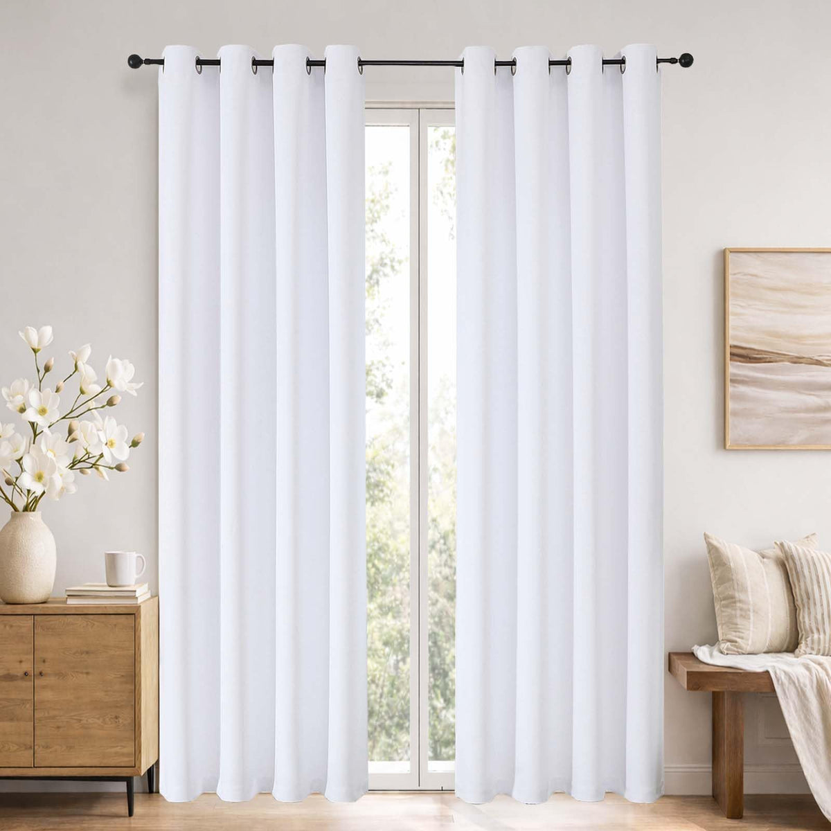 Simplebrand Sage Green Blackout Curtains 84 Inch Length 2 Panels Set for Bedroom/Living Room, Solid Room Darkening Thermal Insulated Grommet Energy Saving Window Treatment Drapes, Each 52" Wide