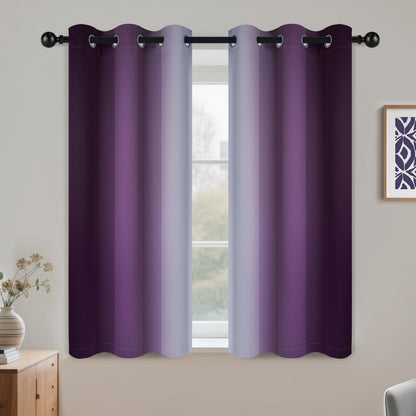 COSVIYA Grommet Room Darkening Ombre Purple Curtains W52xL63 inch
