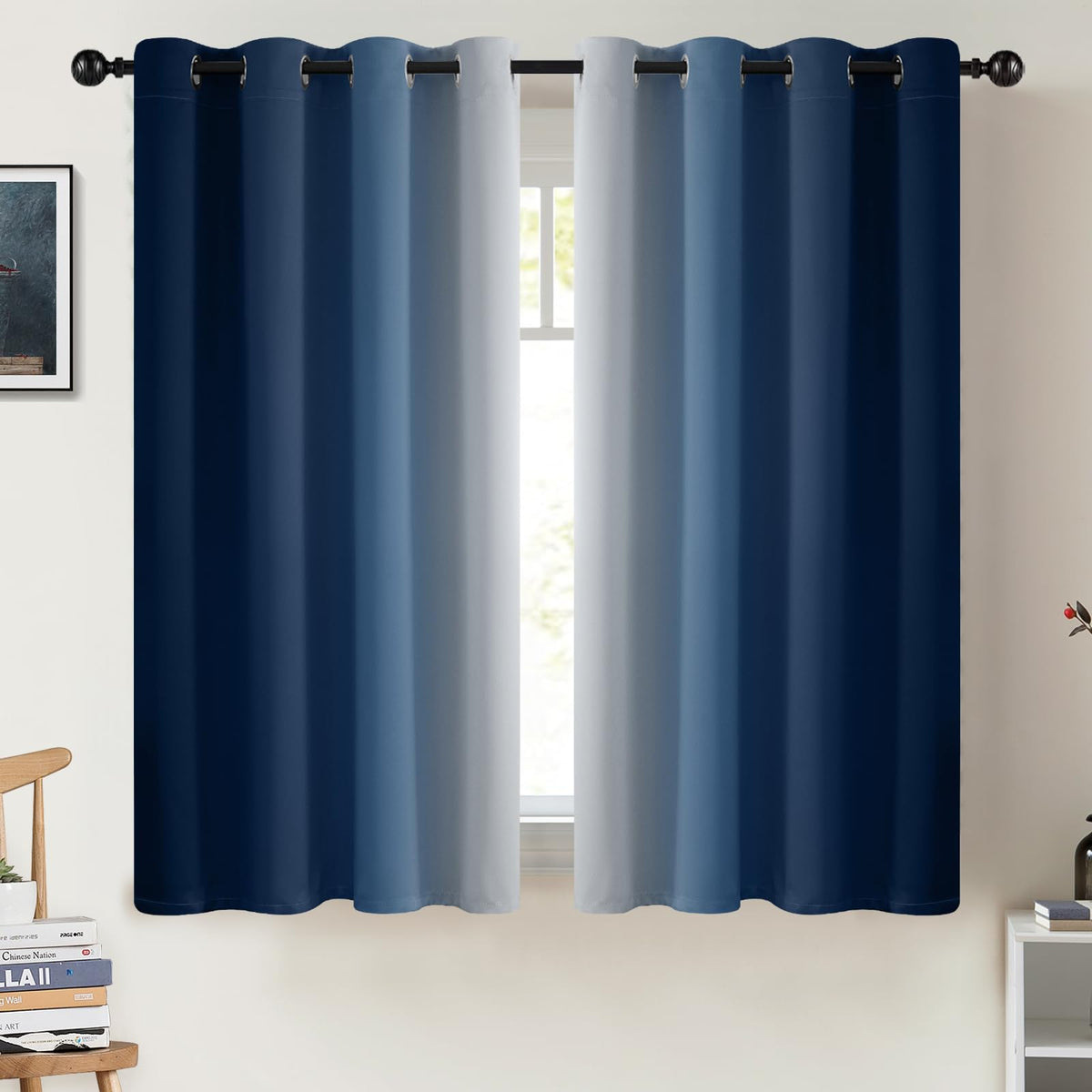 COSVIYA Grommet Room Darkening Ombre Purple Curtains W52xL63 inch
