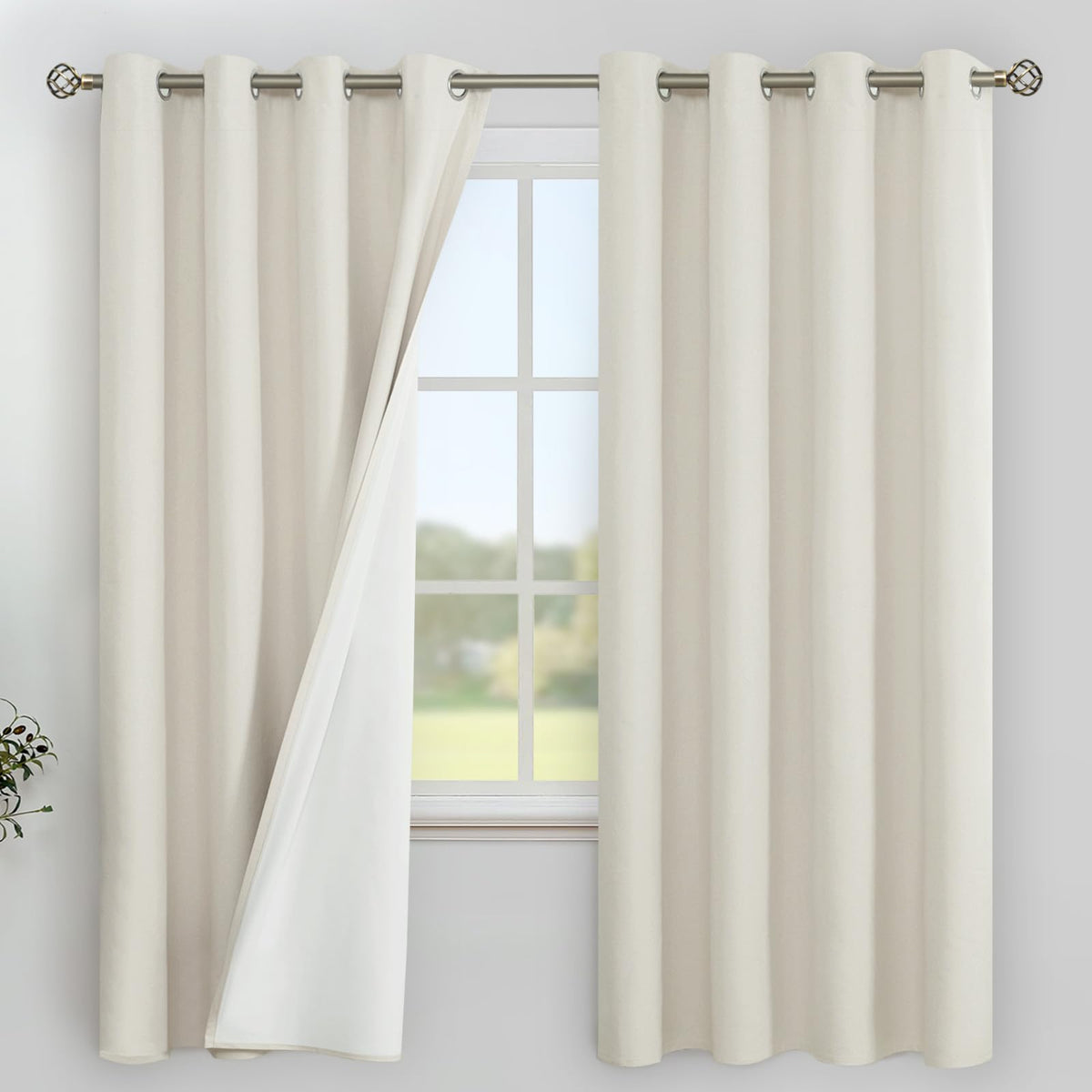 YoungsTex Black Blackout Curtains for Bedroom, Thermal Drapes Heat Blocking