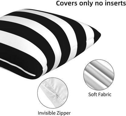 Stripe Black and White Farmhouse Throw Pillow Covers 18x18 in Pillow Case Soft Outdoor Pillow case Cushion Covers Set of 2 for Sofa Bed Bedroom Car Chair Living Room Home Decorative