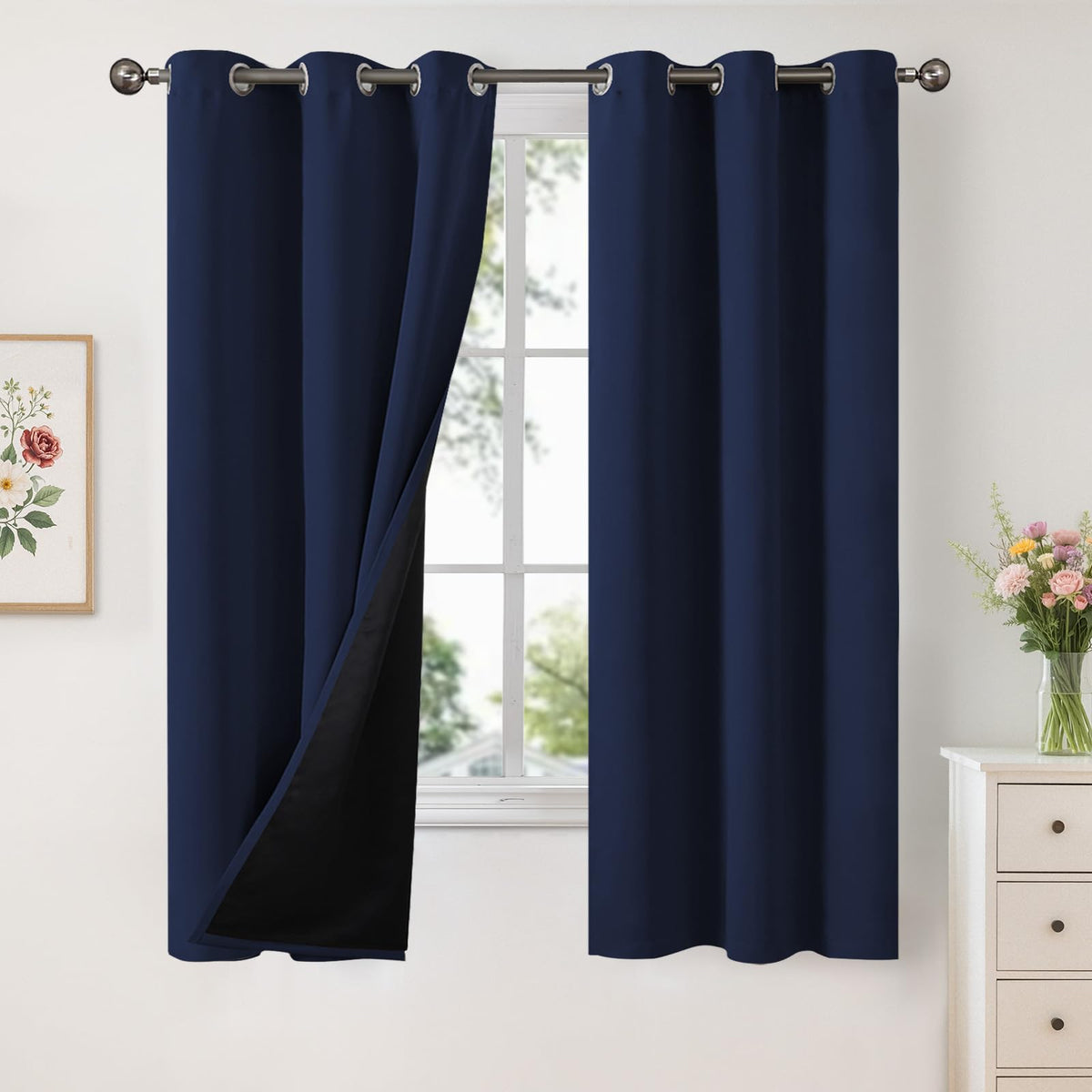 YoungsTex Black Blackout Curtains for Bedroom, Thermal Drapes Heat Blocking