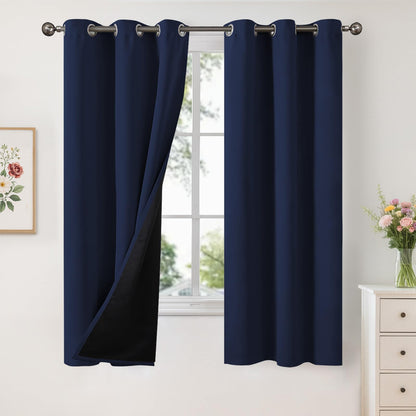 YoungsTex Black Blackout Curtains for Bedroom, Thermal Drapes Heat Blocking