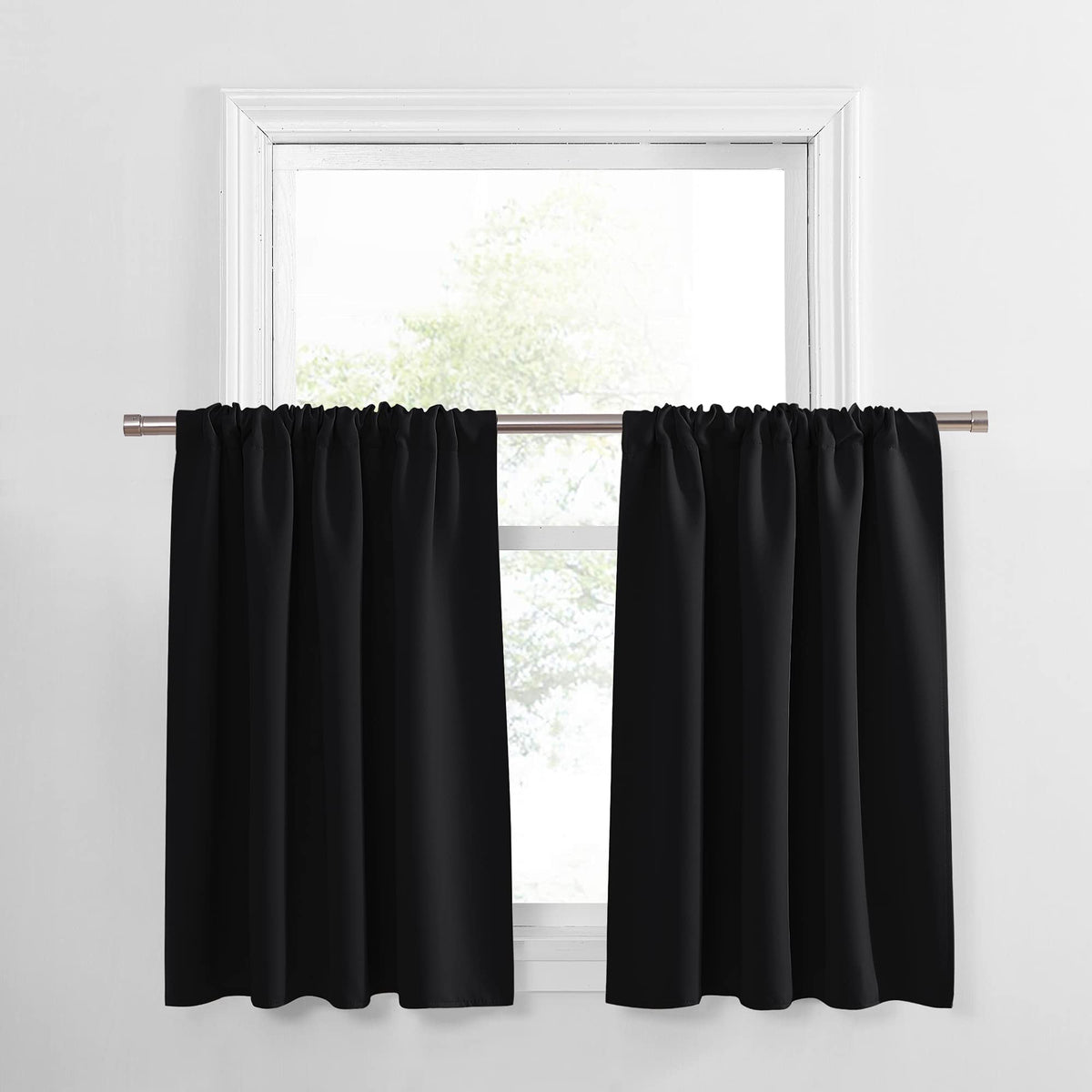 PONY DANCE Black Out Curtains 72 inch Long, Black, 2 Panels