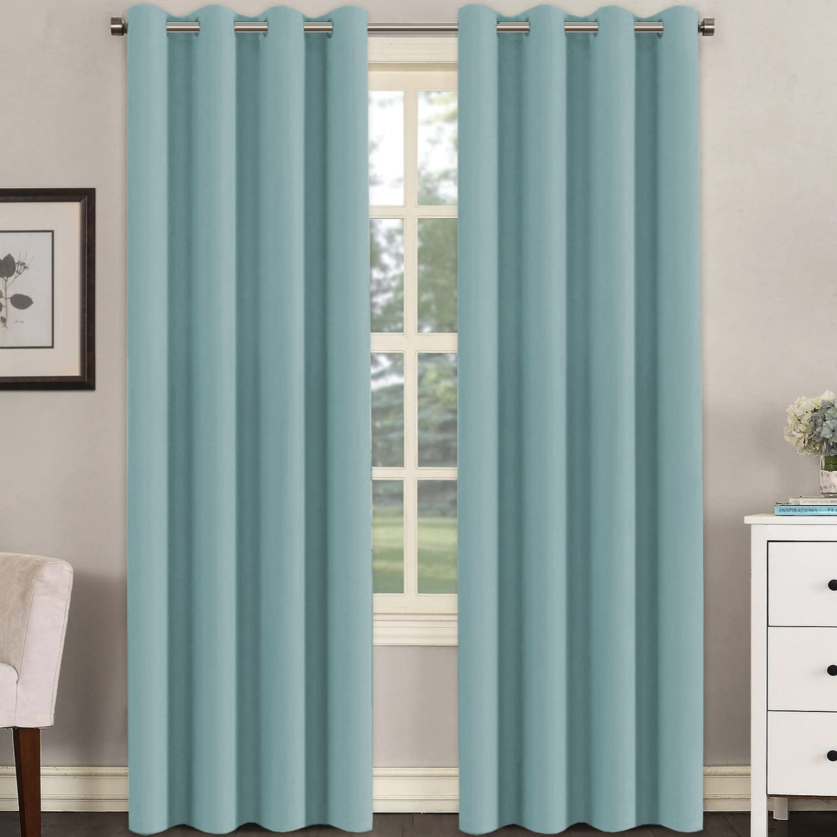 H.VERSAILTEX Blackout Curtains for Bedroom Thermal Insulated Room Darkening Living Room Curtains 63 Inch Long Grommet Privacy Protection Window Curtain Panels/Drapes for Nursery,2 Panels,Ivory/Cream