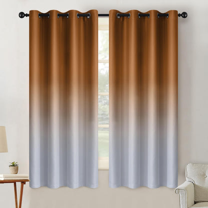 SimpleHome Ombre Black to Grey White Curtains for Living Room 52Wx84L