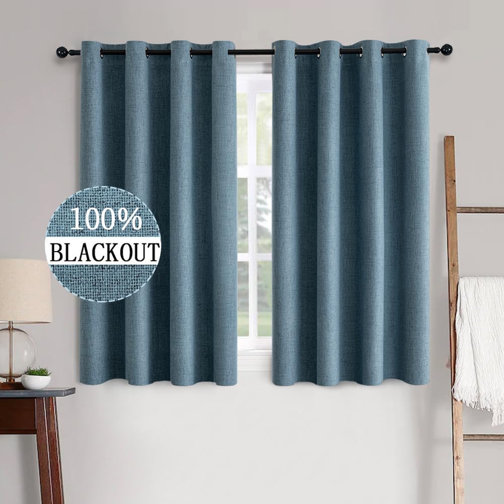 MIULEE 100% Blackout Linen Curtains for Bedroom 52x84 Inches Natural Beige