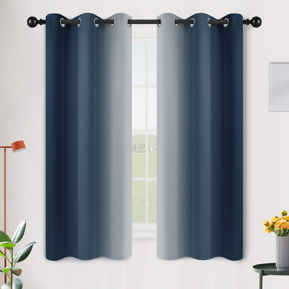 SimpleHome Ombre Black to Grey White Curtains for Living Room 52Wx84L