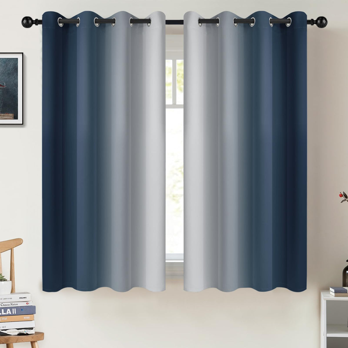 COSVIYA Grommet Room Darkening Ombre Purple Curtains W52xL63 inch