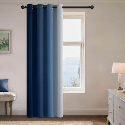Yakamok Ombre Curtains Blue and Greyish White for Living Room,52Wx84L