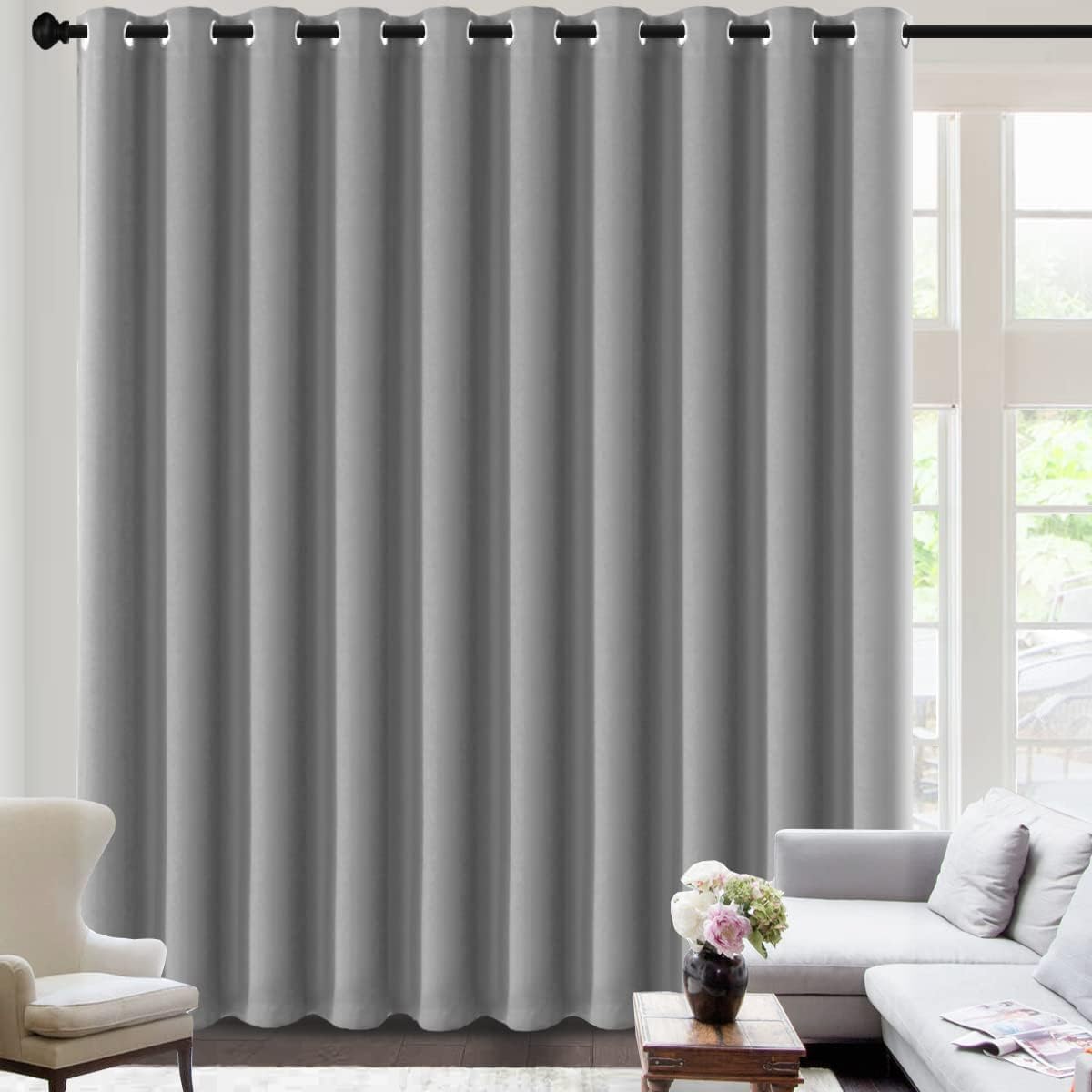 H.VERSAILTEX 100% Blackout Curtains for Bedroom Black Out Curtains 96 inch Thermal Insulated Long Blackout Curtains for Living Room, Energy Saving Curtains for Patio Door Grommet (1 Panel, Jet Black)