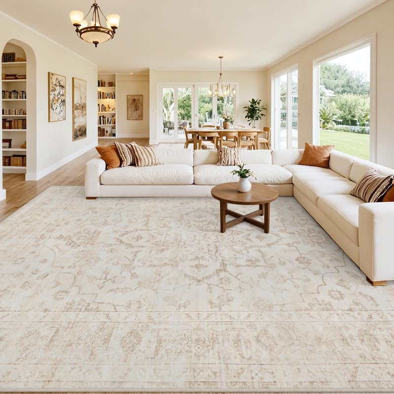 8x10 Area Rugs Living Room: Bedroom Neutral Washable Carpet Beige