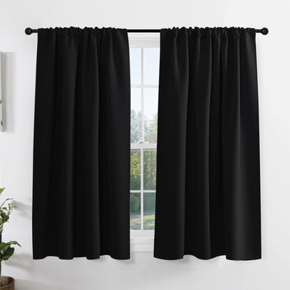 PONY DANCE Black Out Curtains 72 inch Long, Black, 2 Panels