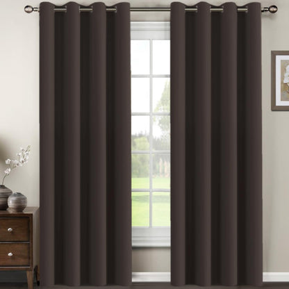 H.VERSAILTEX 100% Blackout Curtains for Bedroom Black Out Curtains 96 inch Thermal Insulated Long Blackout Curtains for Living Room, Energy Saving Curtains for Patio Door Grommet (1 Panel, Jet Black)