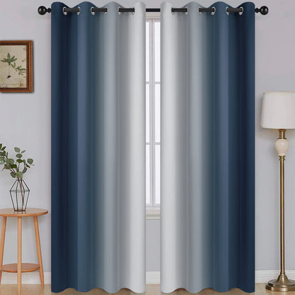SimpleHome Ombre Black to Grey White Curtains for Living Room 52Wx84L