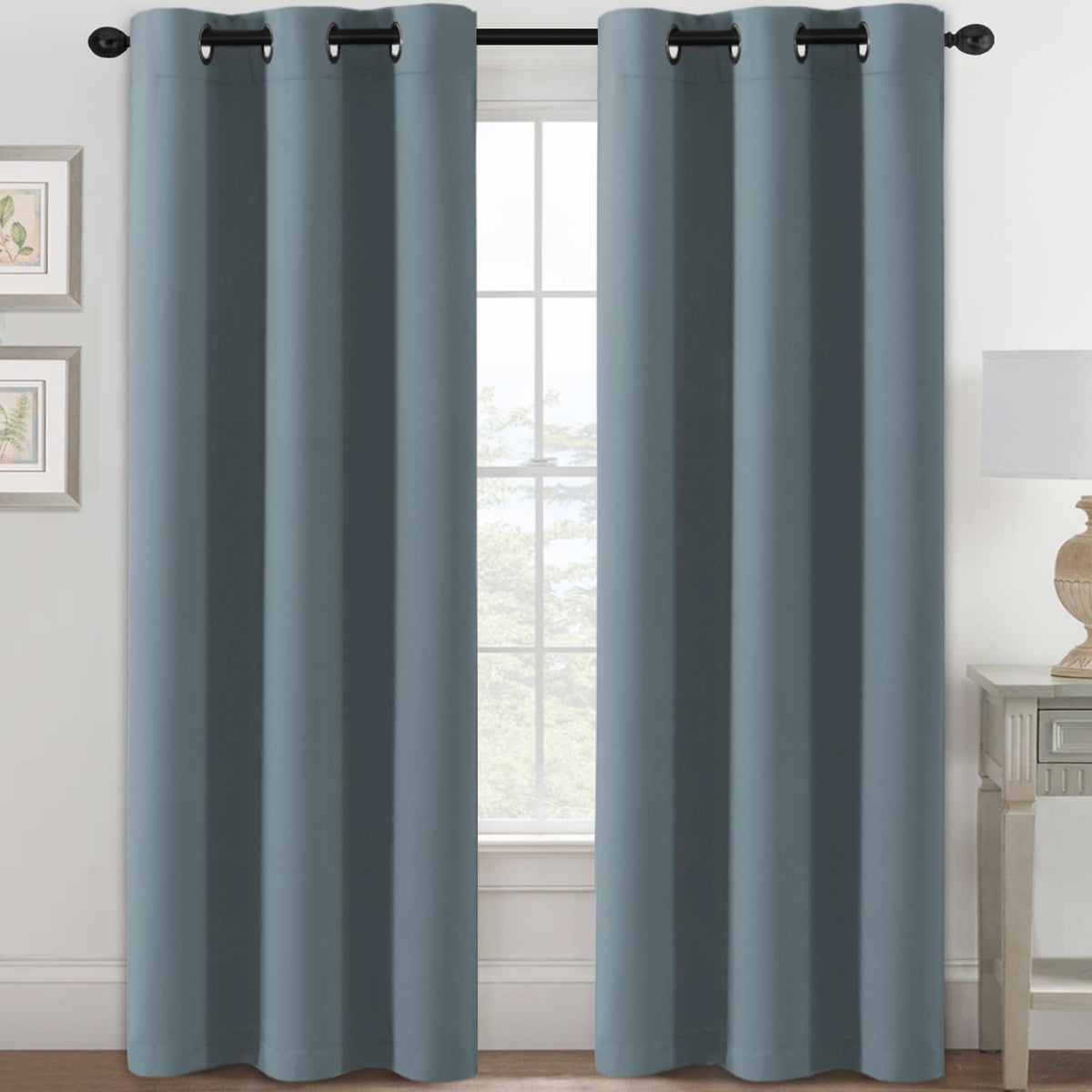 H.VERSAILTEX Blackout Curtains for Bedroom Thermal Insulated Room Darkening Living Room Curtains 63 Inch Long Grommet Privacy Protection Window Curtain Panels/Drapes for Nursery,2 Panels,Ivory/Cream