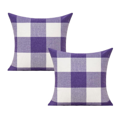 VAKADO Outdoor Plaid Throw Pillow Covers 18x18 Set of 2, Black & White