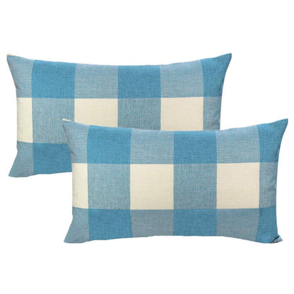 VAKADO Outdoor Plaid Throw Pillow Covers 18x18 Set of 2, Black & White