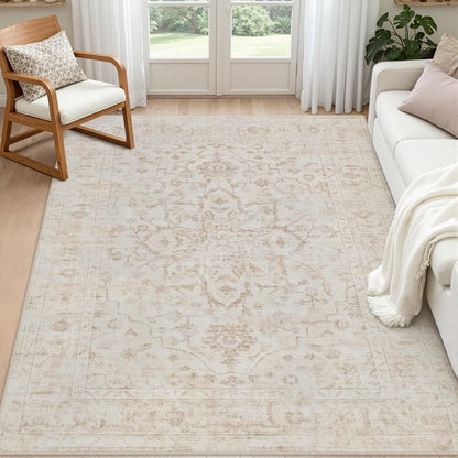 8x10 Area Rugs Living Room: Bedroom Neutral Washable Carpet Beige