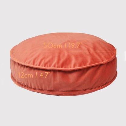 Velvet Floor Pillows Round Chair Cushion Couch Throw Pillow Soft Pouf Seat Mattress Bean Bag for Reading Nook Play Room (19.7",Brick Red)