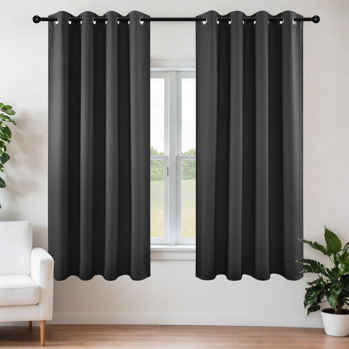 Joydeco Blackout Curtains for Bedroom 84 Inch - Black Out Curtains with Grommets Thermal Insulated Room Darkening Light Blocking, Noise Reducing & Wrinkle-Free Drapes for Living Room Windows, 2 Panels