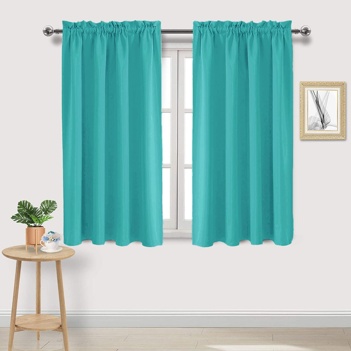 DWCN Blackout Curtains for Bedroom Living Room 42 x 63 Inch Long Black