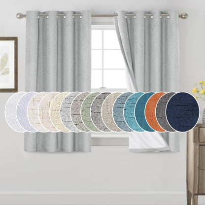 PrinceDeco Natural Linen Curtains 100% Blackout Linen Curtains for Bedroom Full Blackout Curtains 84 Inches Long Living Room Thermal Insulated Light Blocking Curtain Drapes White Backing, 2 Panels