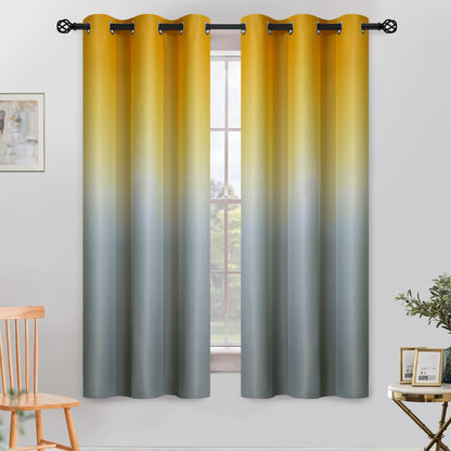 COSVIYA Grommet Room Darkening Ombre Purple Curtains W52xL63 inch