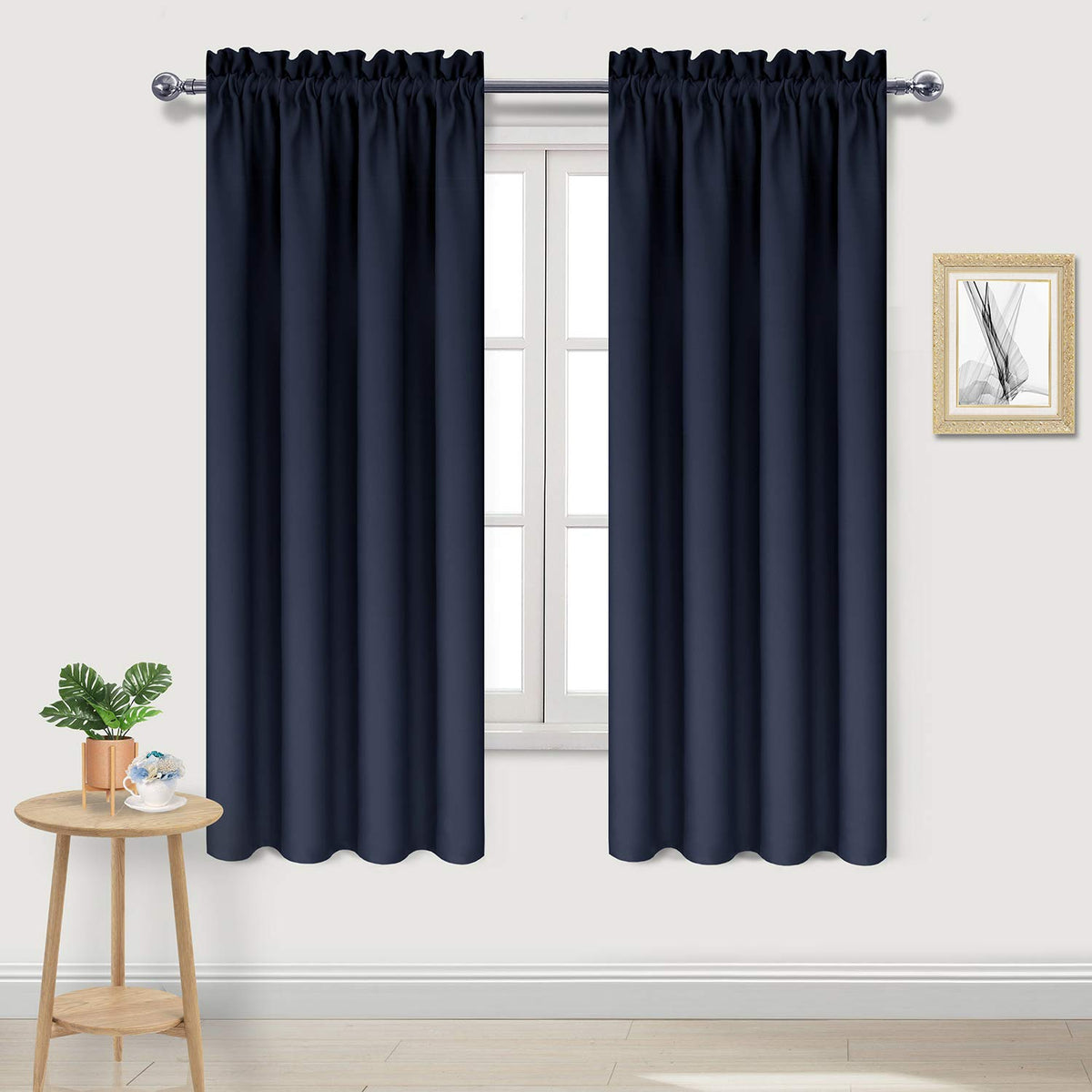 DWCN Blackout Curtains for Bedroom Living Room 42 x 63 Inch Long Black