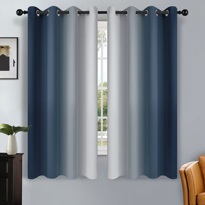 SimpleHome Ombre Black to Grey White Curtains for Living Room 52Wx84L