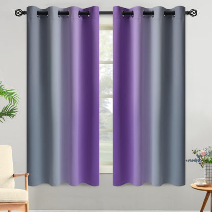 Yakamok Ombre Curtains Blue and Greyish White for Living Room,52Wx84L