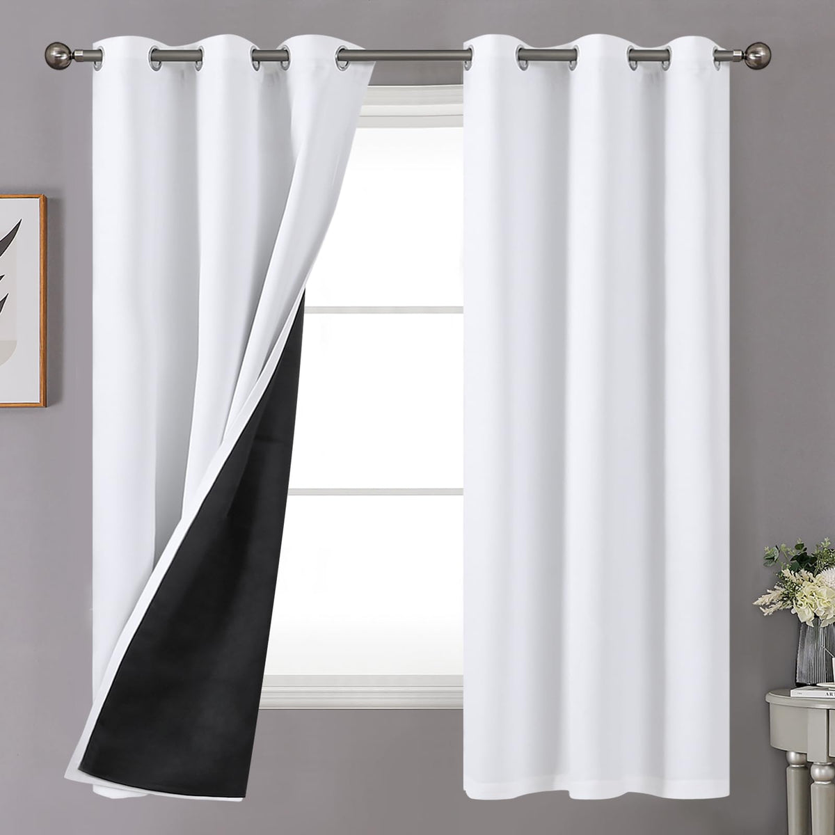 YoungsTex Black Blackout Curtains for Bedroom, Thermal Drapes Heat Blocking